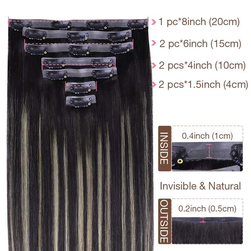 Black To Light Blonde Balayage (1B/19/1B) Seamless Clip-Ins 130g [Clearance] - Image 3