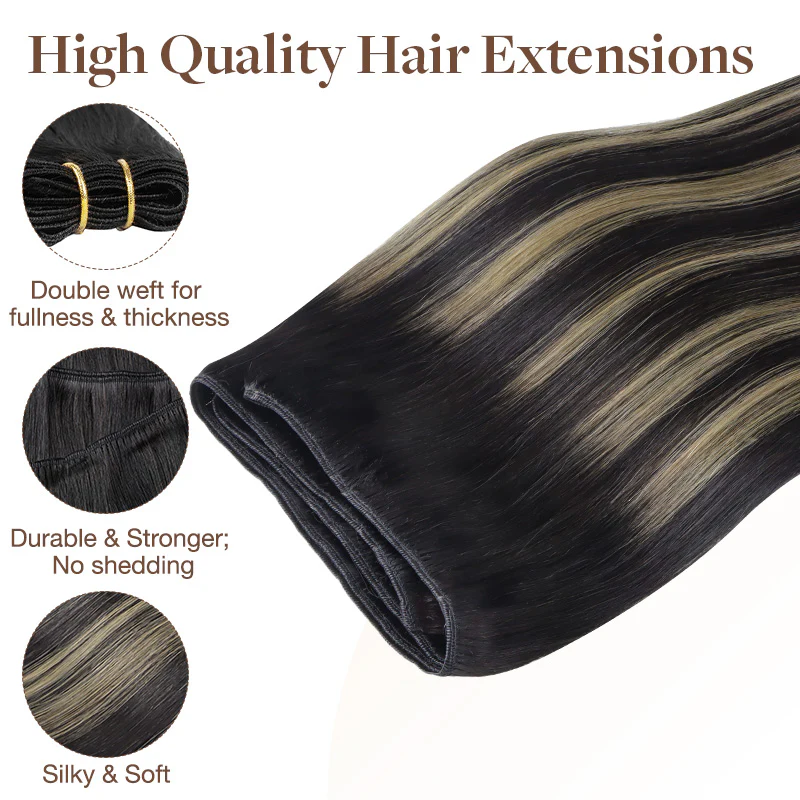 Black to Light Blonde Balayage (1B/19/1B) Sew-in Weft Set - Image 5