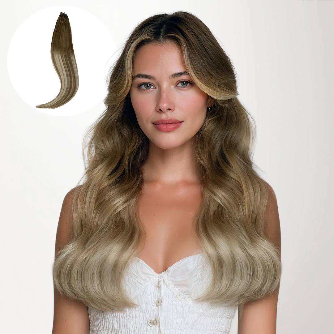 Bleach Blonde Balayage (3/8/613) Feather Weft Hair Extension (50g-60g)