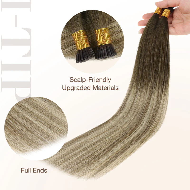 Bleach Blonde Balayage (3/8/613) I-Tip Set - Image 3