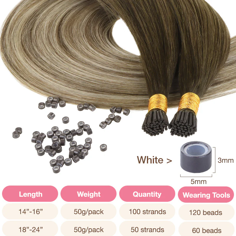 Bleach Blonde Balayage (3/8/613) I-Tip Set - Image 5