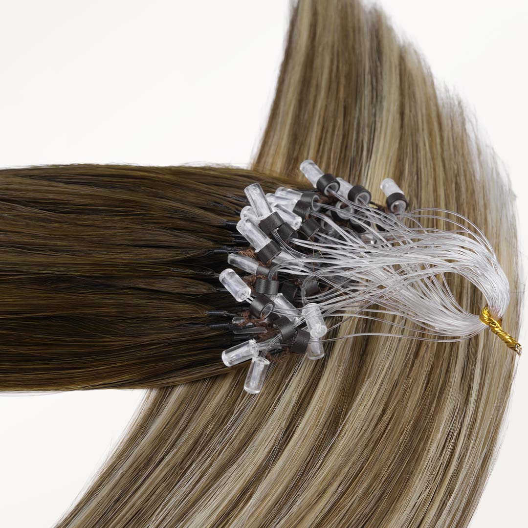 Bleach Blonde Balayage (3/8/613) Micro Link Feather Tip 68g - Image 3