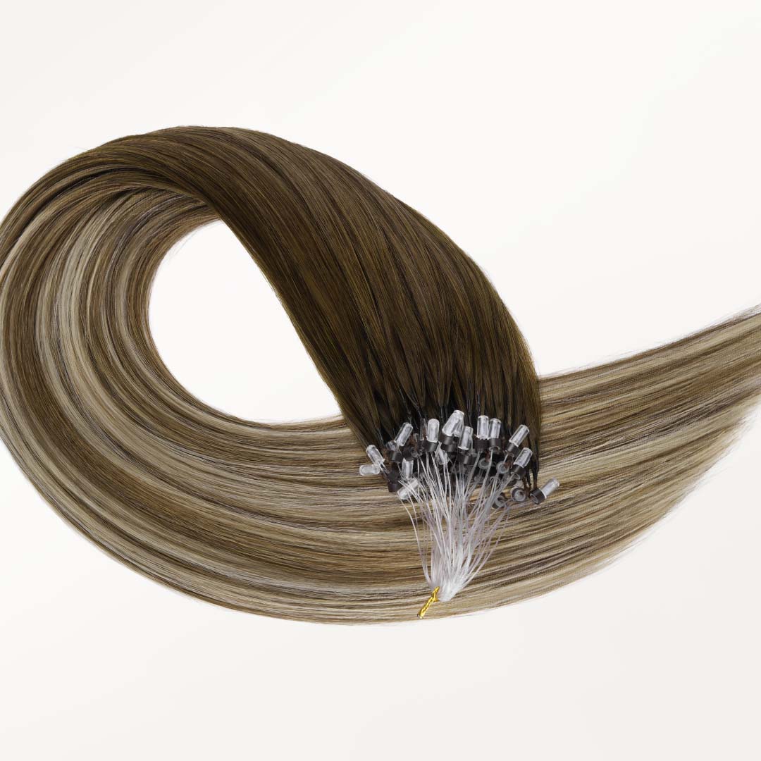 Bleach Blonde Balayage (3/8/613) Micro Link Feather Tip 68g - Image 4
