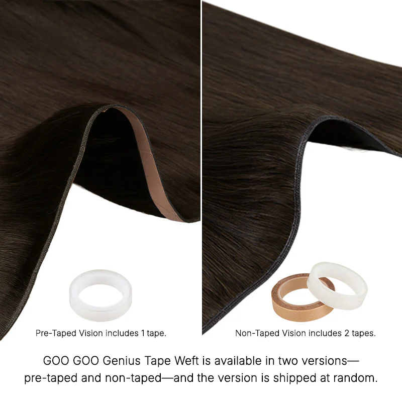 Chocolate Brown (4A) Genius Tape Weft Hair Extensions 60g - Image 9