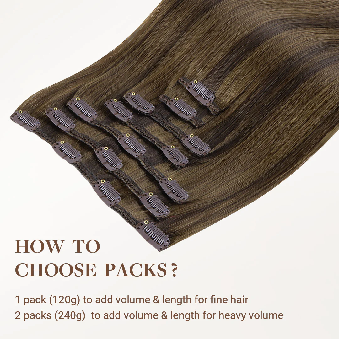 Brown Sugar Swirl Highlights (2C/4E/6C) Classic Clip-Ins (120g-130g) - Image 5