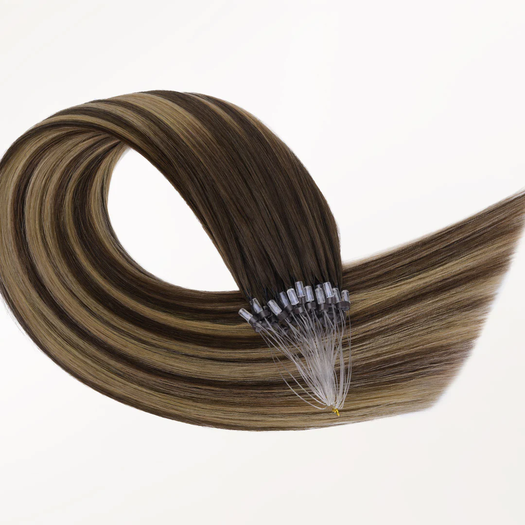 Caramel Blonde Balayage (4/27/4) Micro Link Feather Tip 68g - Image 4
