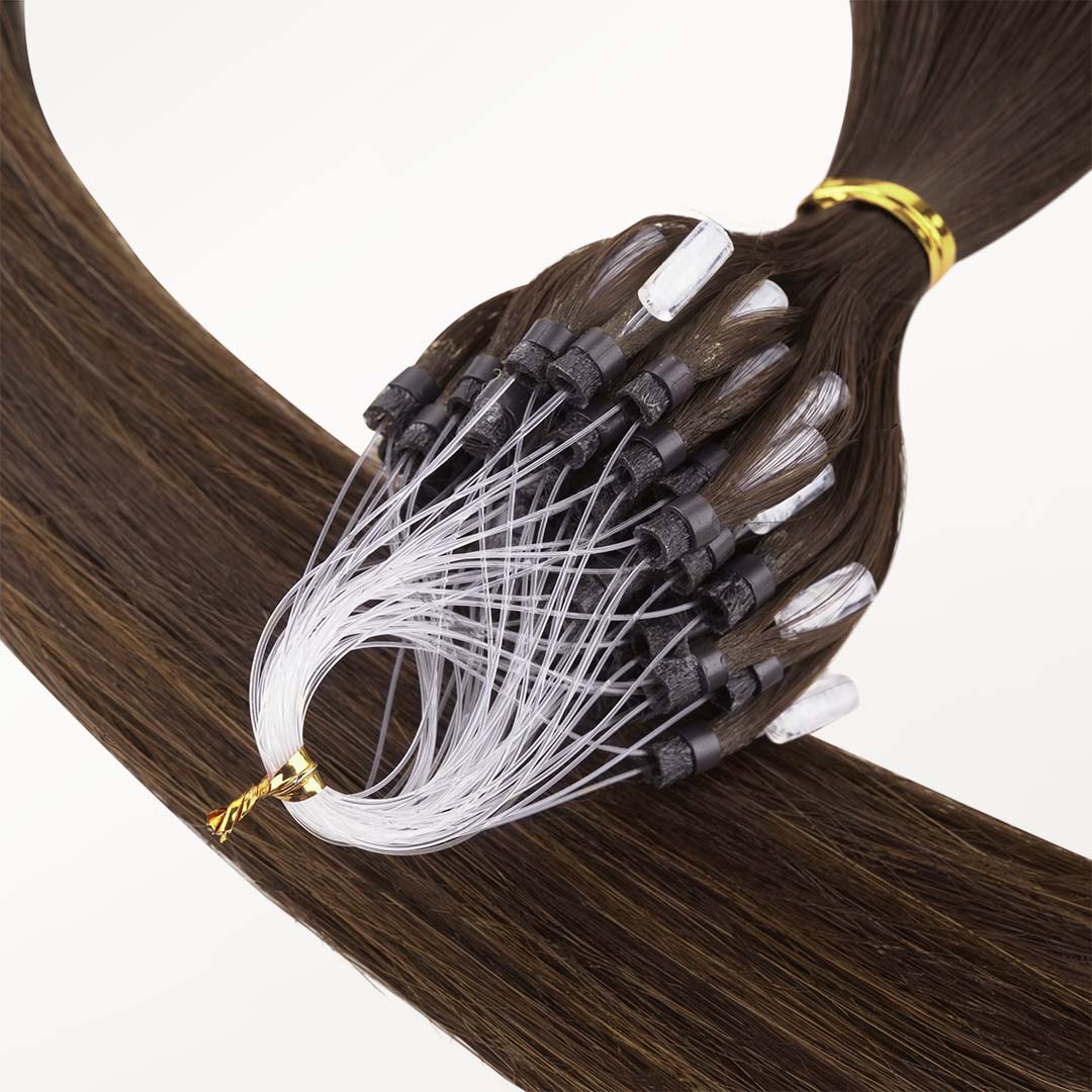 Dark Brown Balayage (2/6/2) Micro Link Tip Hair Extensions - Image 4