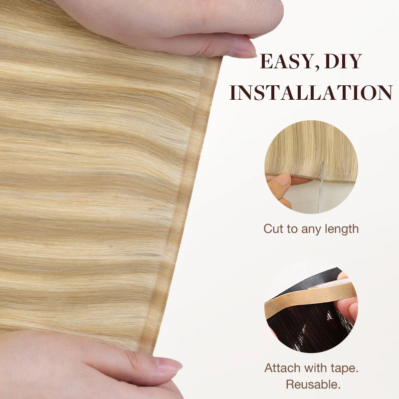 Dirty Blonde Highlights (18D/22F) Genius Tape Weft Hair Extensions 60g - Image 4