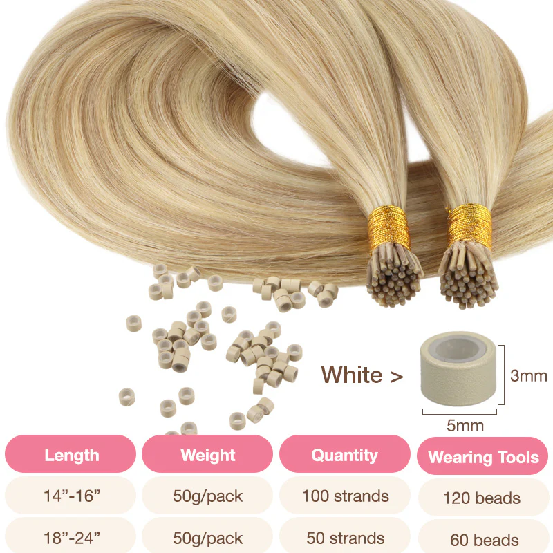 Dirty Blonde Highlights (18D/22F) I-Tip Set - Image 5