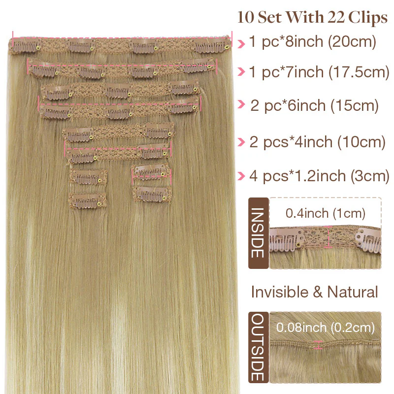 Double Drawn Clip in Hair Extensions 160g-sale - Image 74