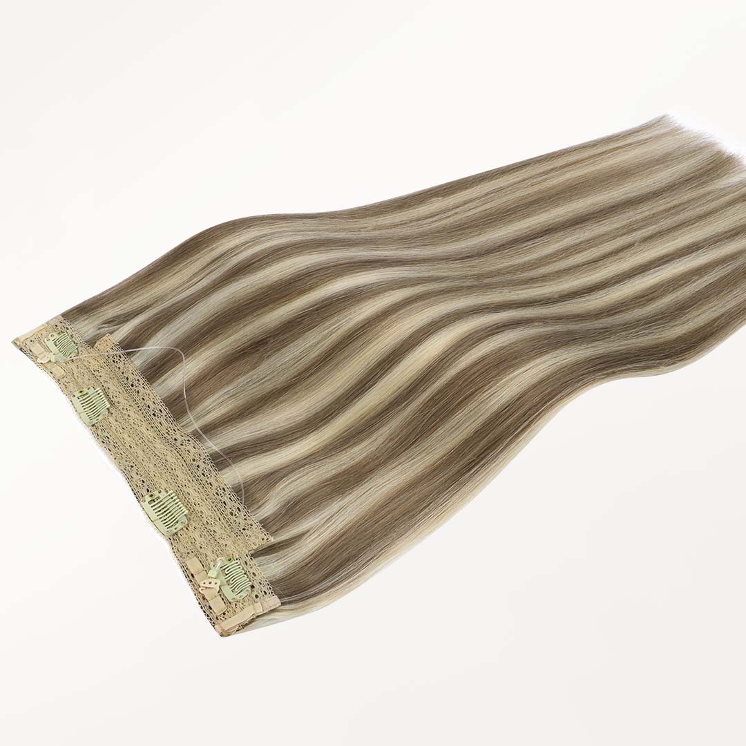 Golden Blonde Highlights (8B/60B) Wire Hair Extensions (70g-110g) - Image 4