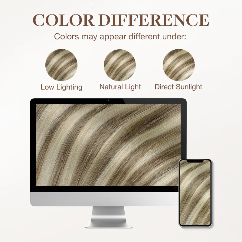 Golden Blonde Highlights (8B/60B) Wire Hair Extensions (70g-110g) - Image 6