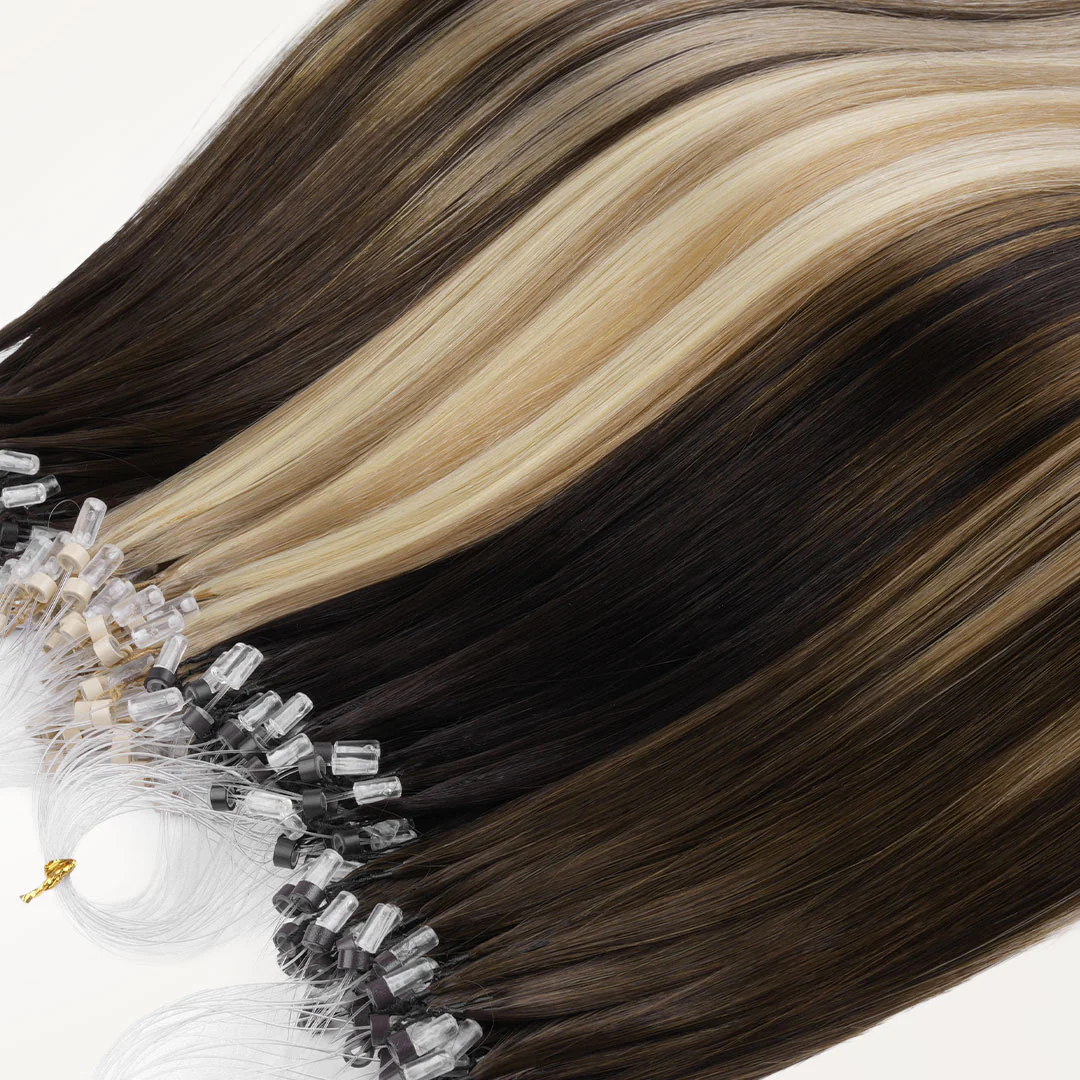 Honey Blonde Balayage (4/26/4) Micro Link Feather Tip 68g - Image 6