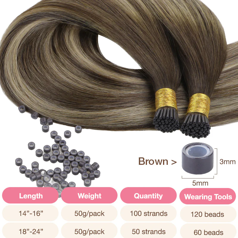 Honey Blonde Balayage (4/26/4) I-Tip Set - Image 5
