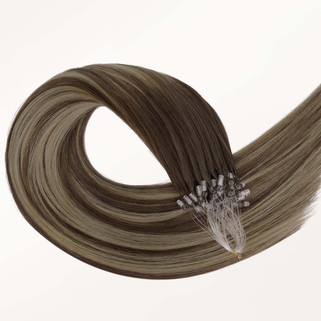 Honey Blonde Balayage (4/26/4) Micro Link Feather Tip 68g - Image 4