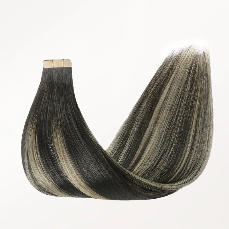 Black to Light Blonde Balayage (1B/19/1B) Tape-Ins 50g - Image 5