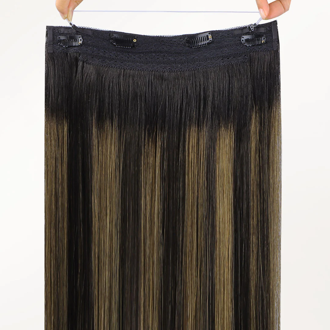 Natural Black Balayage (1B/6/1B) Wire Hair Extensions (70g-110g) - Image 3