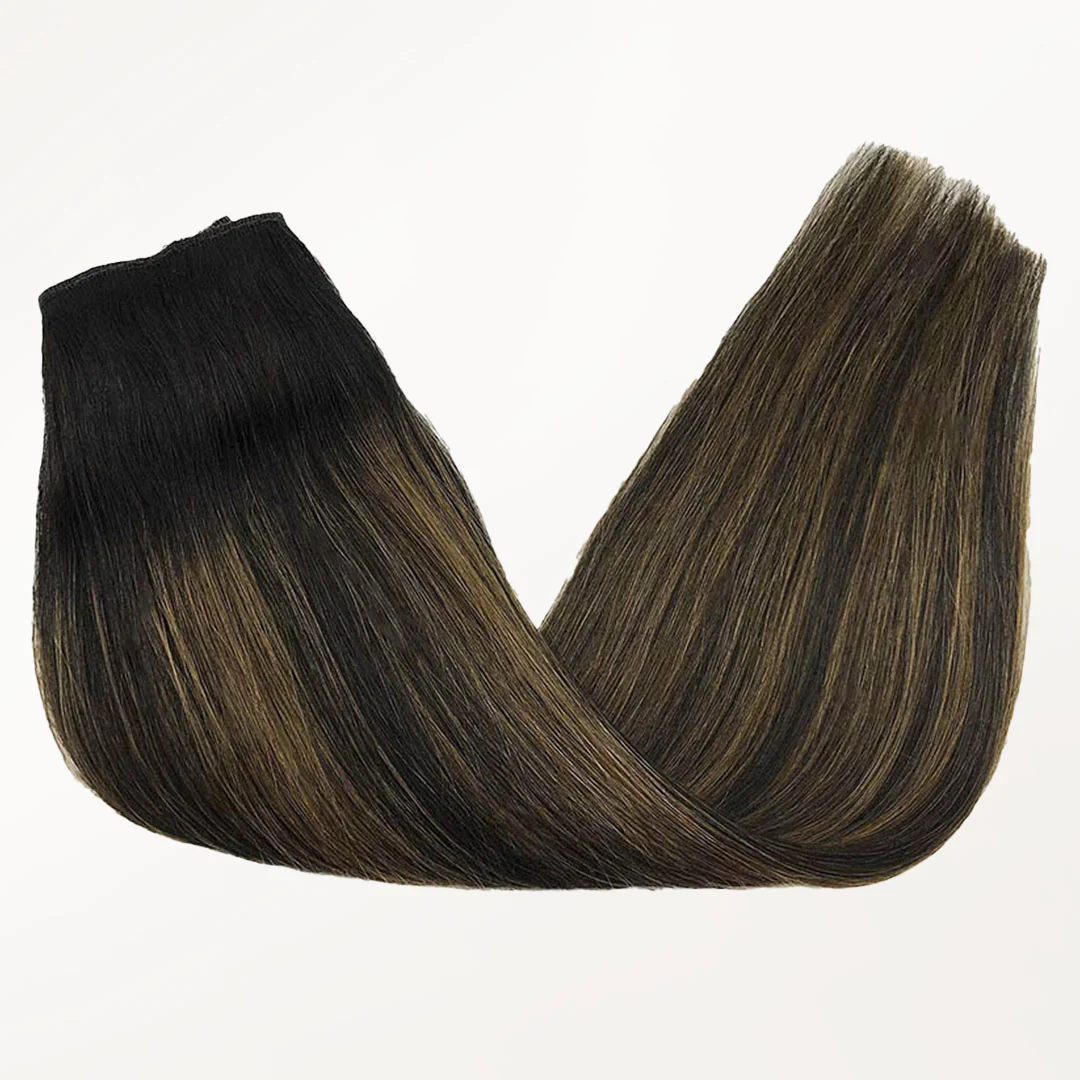 Natural Black Balayage (1B/6/1B) Wire Hair Extensions (70g-110g) - Image 5
